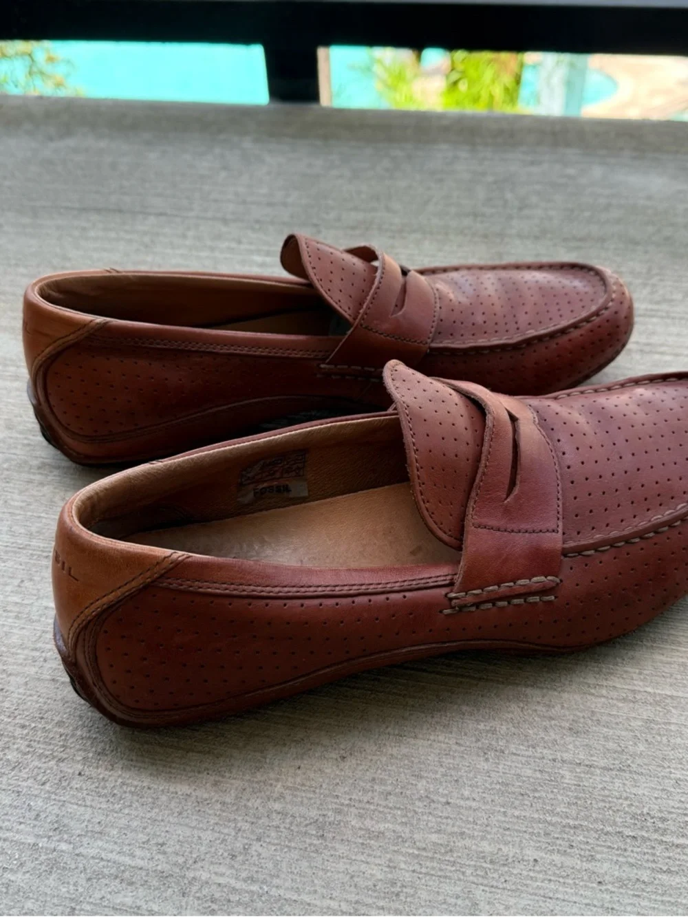 Fossil FFM4006200 Men’s 11 Brown Leather Penny Loafers Driving Moccasin Shoes